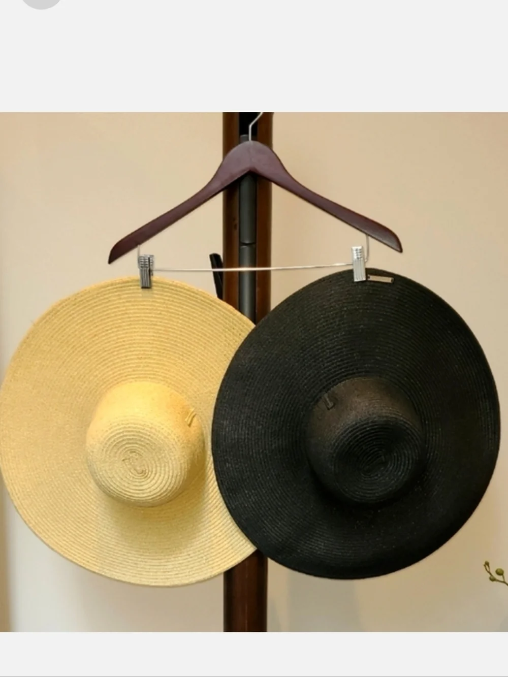 2 Sunhats NEW. Black and Natural Wide-Brim Hats. - Picture 2 of 7